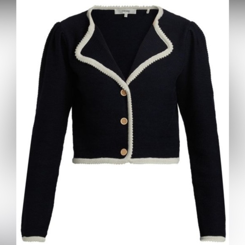 Frame Denim Black and Cream Cardigan